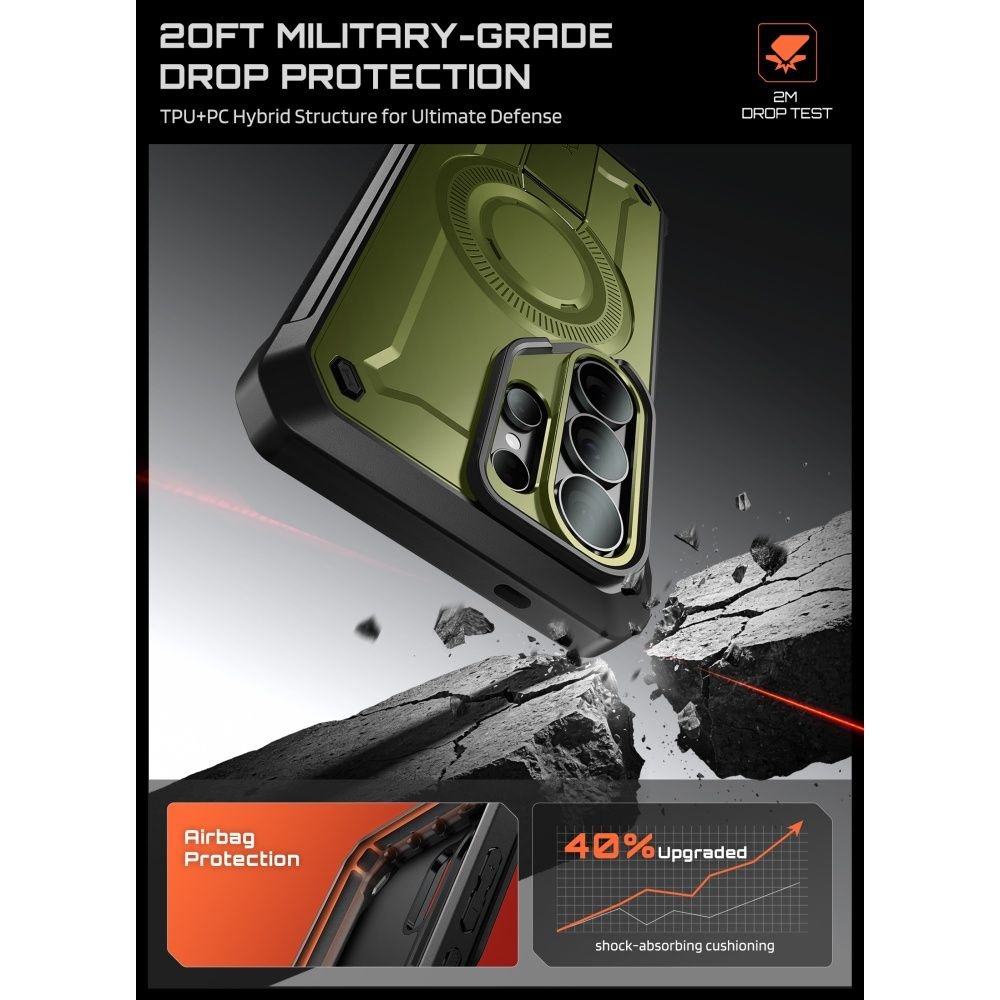 Supcase Samsung Galaxy S26 Ultra - Σκληρή Θήκη MagSafe με Προστασία Οθόνης και Stand - Unicorn Beetle Pro Mag 2 Set - Guldan Green