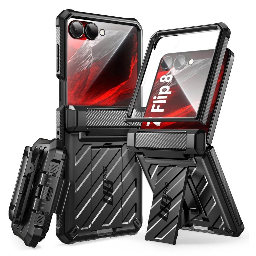 Supcase Samsung Galaxy Z Flip8 - Σκληρή Θήκη με Προστασία Οθόνης και Stand - Unicorn Beetle Pro - Black