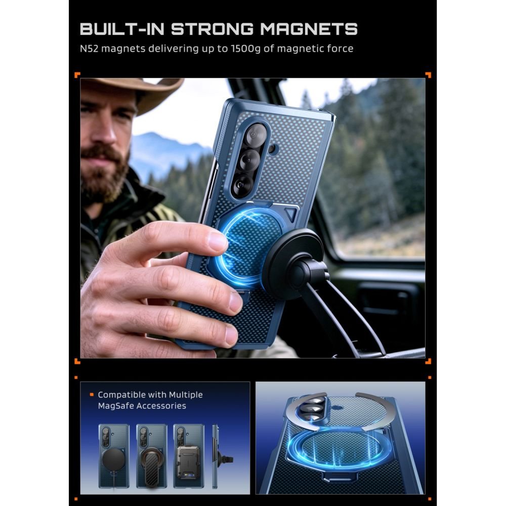 Supcase Samsung Galaxy Z Fold8 Ultra - Σκληρή Θήκη με Προστασία Οθόνης και MagSafe / Stand - UB Aero Mag Set - Aramid Blue