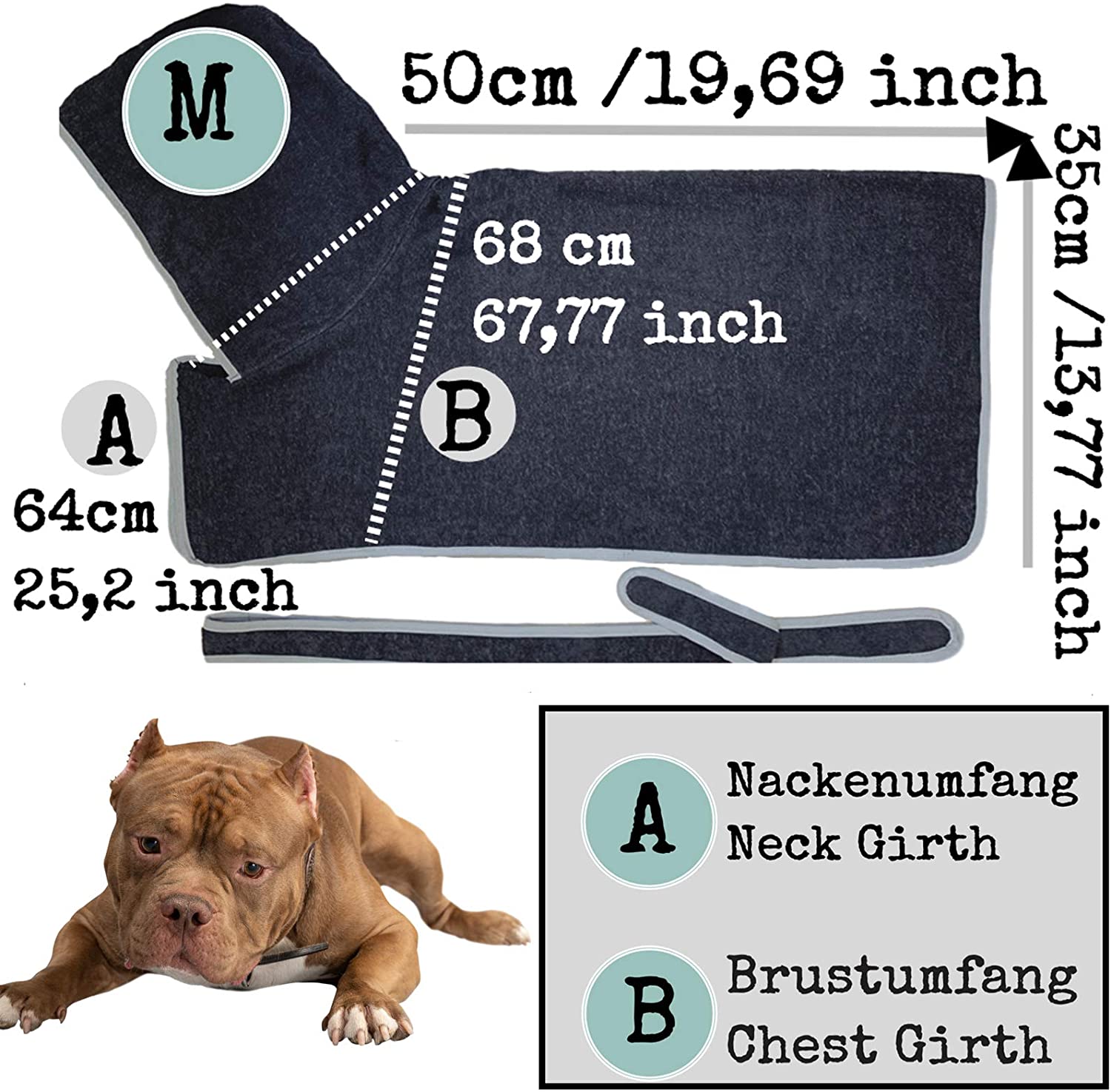 HOMELEVEL Μπουρνούζι Σκύλου - Medium - Anthracite / Gray - 54844.73.2