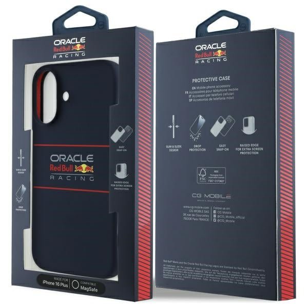 Red Bull iPhone 16 Plus - Silicone Horizontal Logo - MagSafe Σκληρή Θήκη με Πλαίσιο Σιλικόνης - Navy - RBHMP16M24SIHSRV