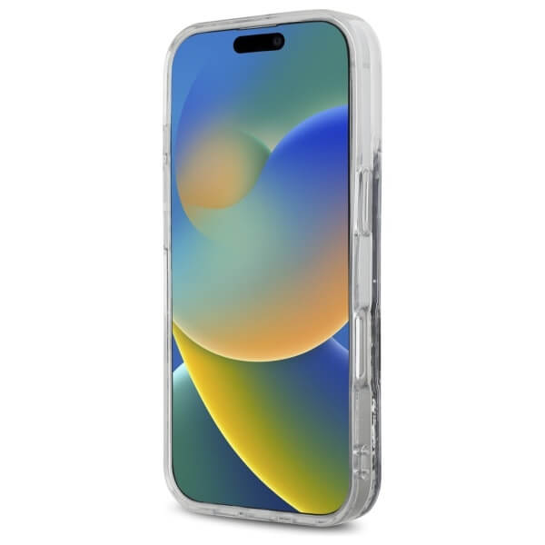 DKNY iPhone 16 - Liquid Glitter Arch Logo - Σκληρή Θήκη με Πλαίσιο Σιλικόνης - Black