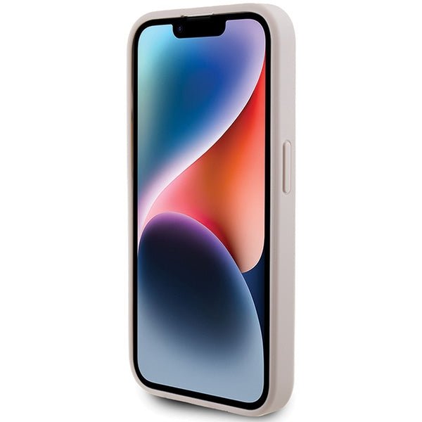 Guess iPhone 15 Pro - 4G Metal Gold Logo Σκληρή Θήκη με Επένδυση Συνθετικού Δέρματος - Pink - GUHCP15LG4GFPI