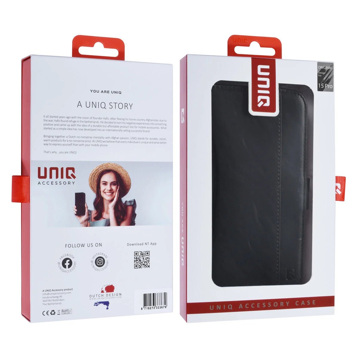 Tuniq iPhone 15 Pro - Θήκη Πορτοφόλι από Δερματίνη με Stand - Μαύρο