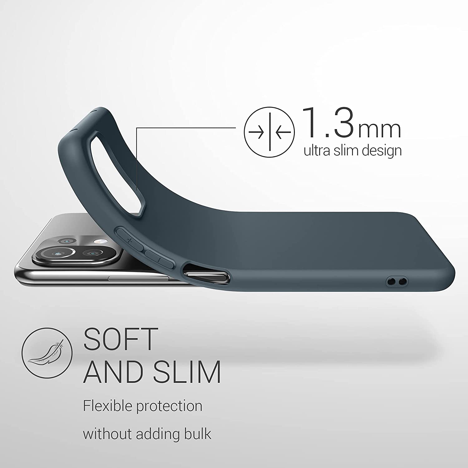 KW Xiaomi Mi 11 Lite / Mi 11 Lite 5G Θήκη Σιλικόνης TPU - Slate Grey - 54726.202