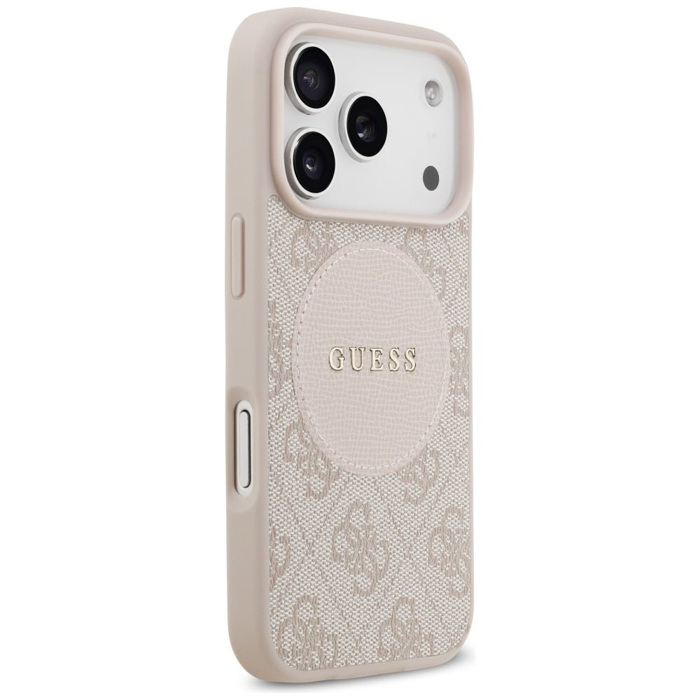 Guess iPhone 17 Pro - 4G Circle Classic Logo MagSafe - Θήκη με Επένδυση Συνθετικού Δέρματος - Pink - GUHMP17LP4PGRSGP