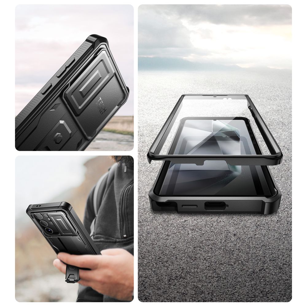 Tech - Protect Samsung Galaxy S24 Ultra Kevlar Cam+ Θήκη 360 Full Body με Προστασία για την Οθόνη και την Κάμερα και Stand - Black