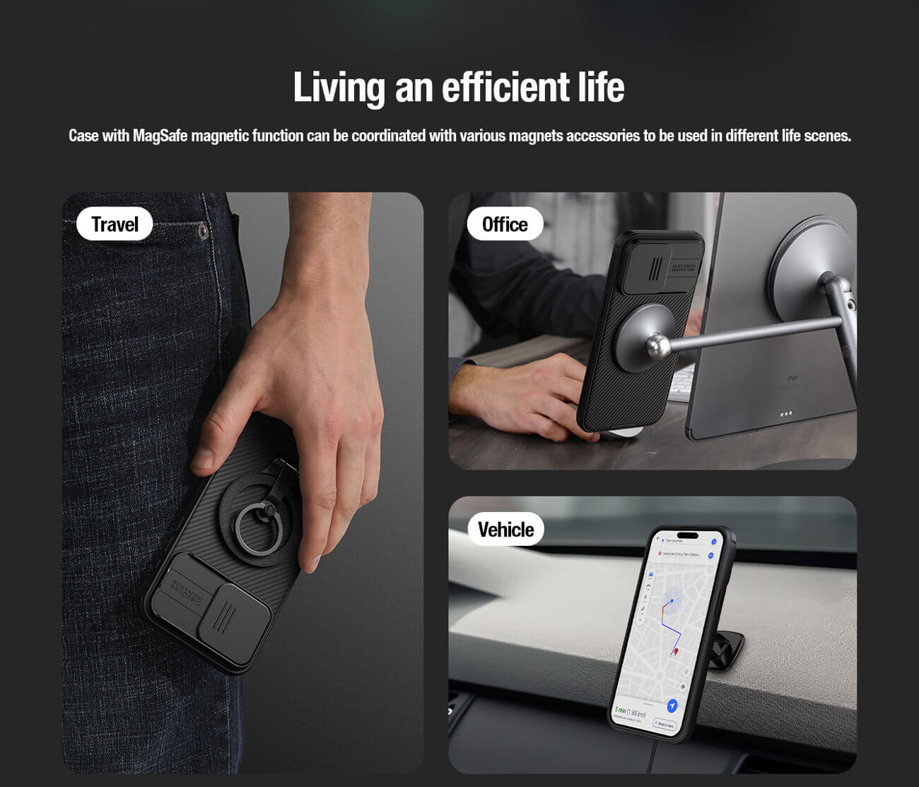 Nillkin iPhone 15 Pro CamShield Pro Magnetic Σκληρή Θήκη με Κάλυμμα για την Κάμερα και MagSafe - Black