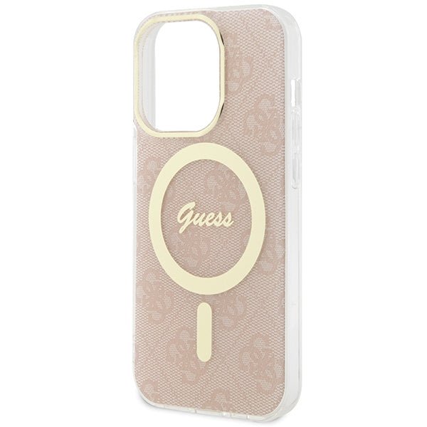 Guess iPhone 15 Pro Max IML 4G MagSafe Σκληρή Θήκη με Πλαίσιο Σιλικόνης και MagSafe - Pink - GUHMP15XH4STP