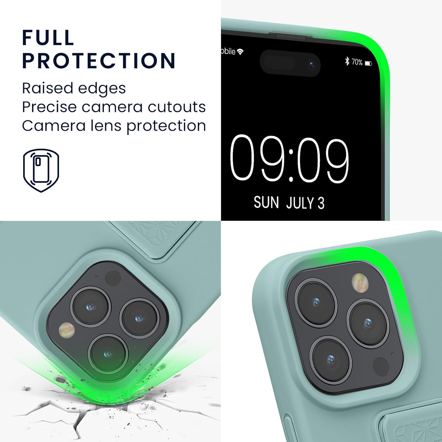 KW iPhone 16 Pro Max Θήκη Σιλικόνης TPU με Finger Holder - Mint Green