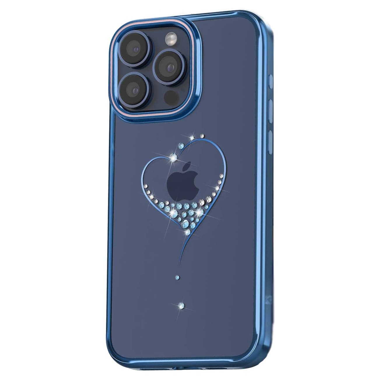 Kingxbar iPhone 15 Pro Wish Series Σκληρή Θήκη με Swarovski Crystals - Blue - Διάφανη