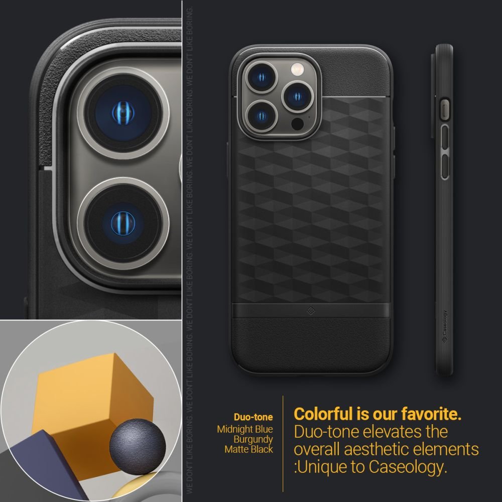 Caseology iPhone 14 Pro Parallax Mag Θήκη Σιλικόνης με Σκληρό Πλαίσιο και MagSafe - Matte Black