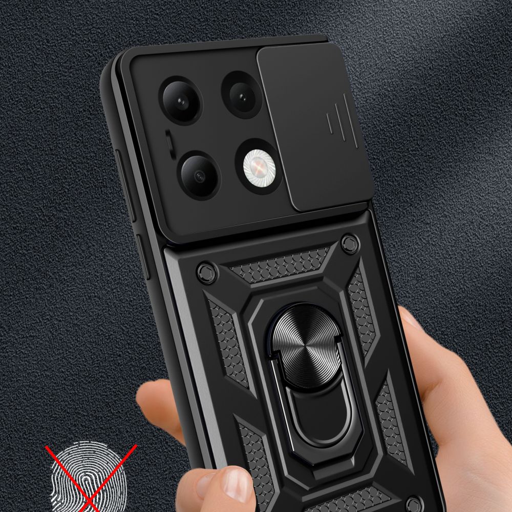 Tech - Protect Xiaomi Redmi Note 13 4G Camshield Pro Σκληρή Θήκη με Πλαίσιο Σιλικόνης και Δαχτυλίδι Συγκράτησης - Black