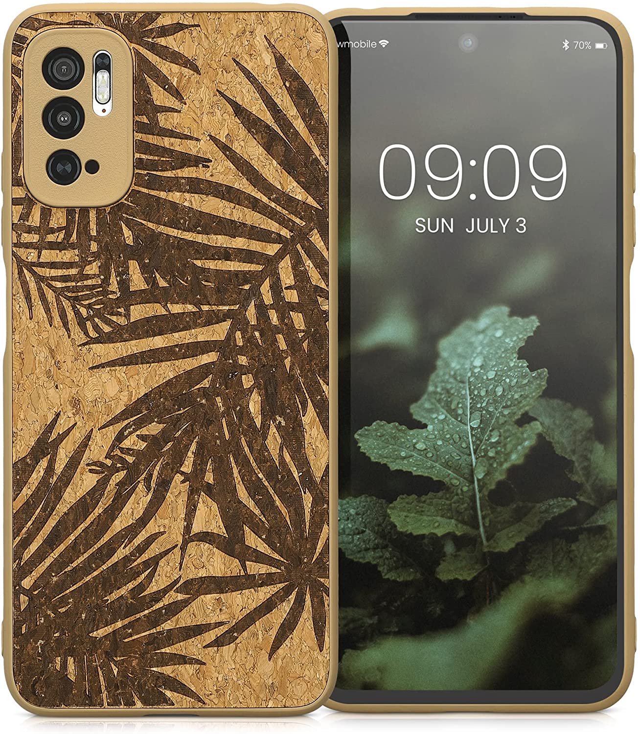 KW Xiaomi Redmi Note 10 5G / Poco M3 Pro 5G Σκληρή Θήκη από Φελλό με Πλαίσιο Σιλικόνης - Design Jungle - Dark Brown / Light Brown - 57928.01