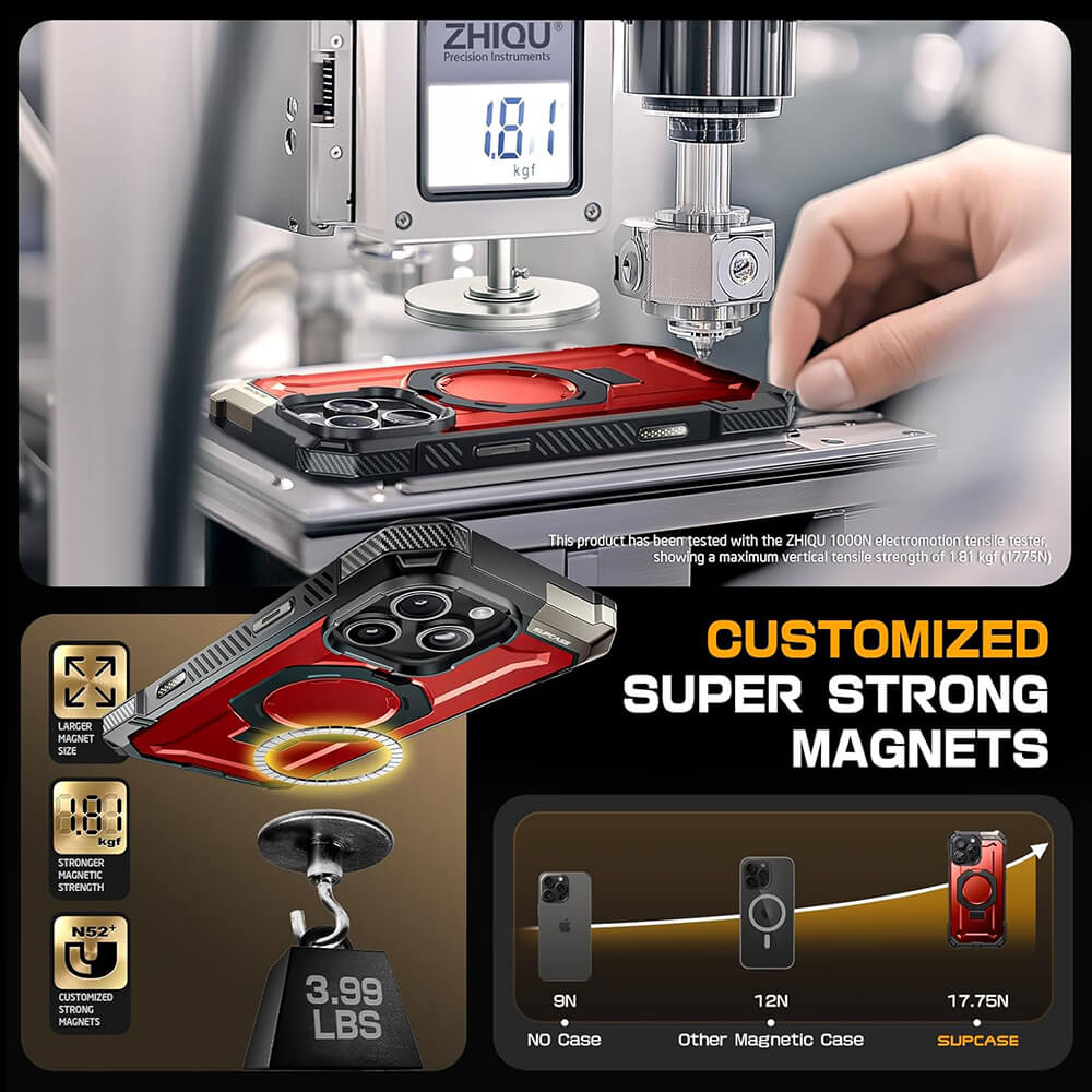 Supcase iPhone 16 Pro Max Unicorn Beetle Defender Σκληρή Θήκη με MagSafe και Stand - Metallic Red