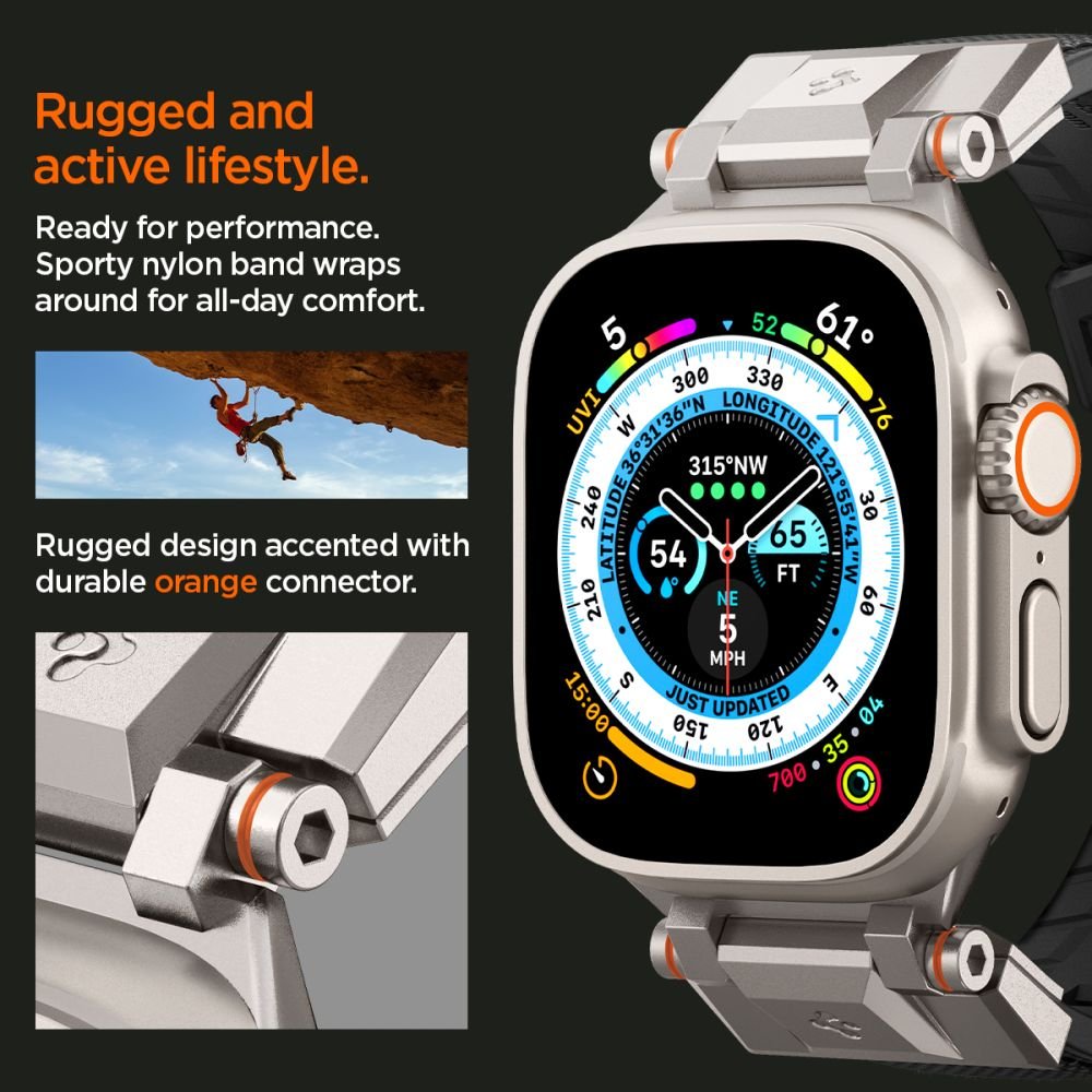 Spigen Λουράκι Apple Watch 4/5/6/7/8/9/10/11 - SE (1/2/3) - ULTRA (1/2/3) - 44/45/46/49mm DuraPro Armor - Black