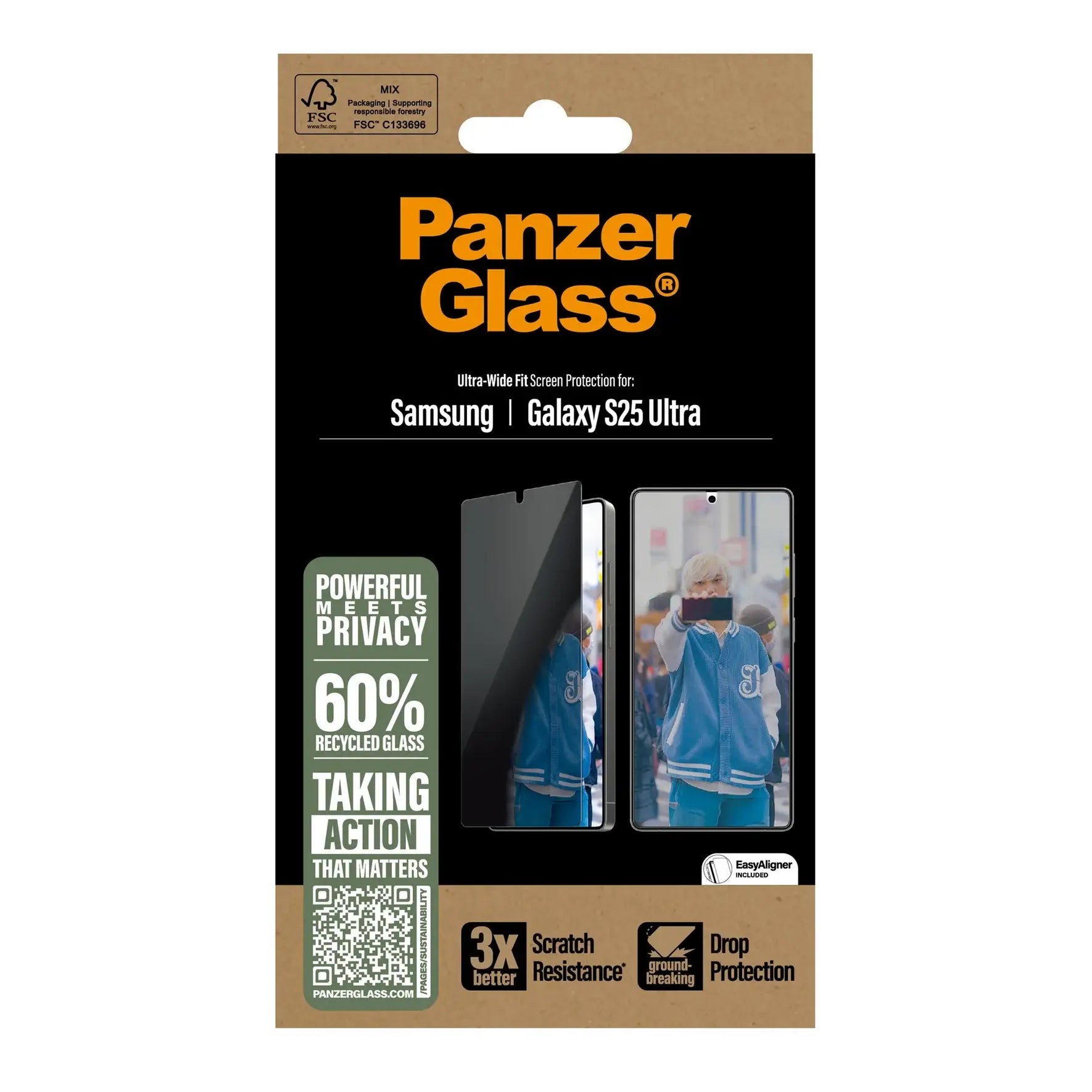 PanzerGlass Samsung Galaxy S25 Ultra Privacy Ultra - Wide Fit Full Screen Αντιχαρακτικό Γυαλί Οθόνης - Black