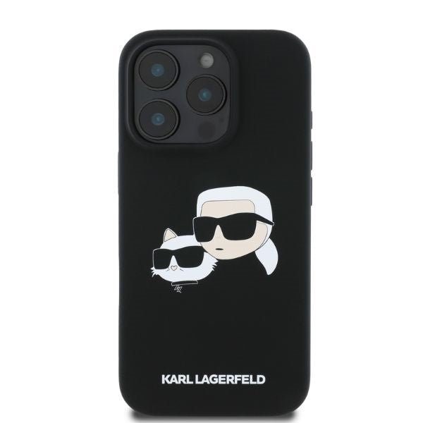Karl Lagerfeld iPhone 16 Pro Max - Silicone Double Heads Print - Θήκη Σιλικόνης με MagSafe - Black - KLHMP16XSKCHPPLK