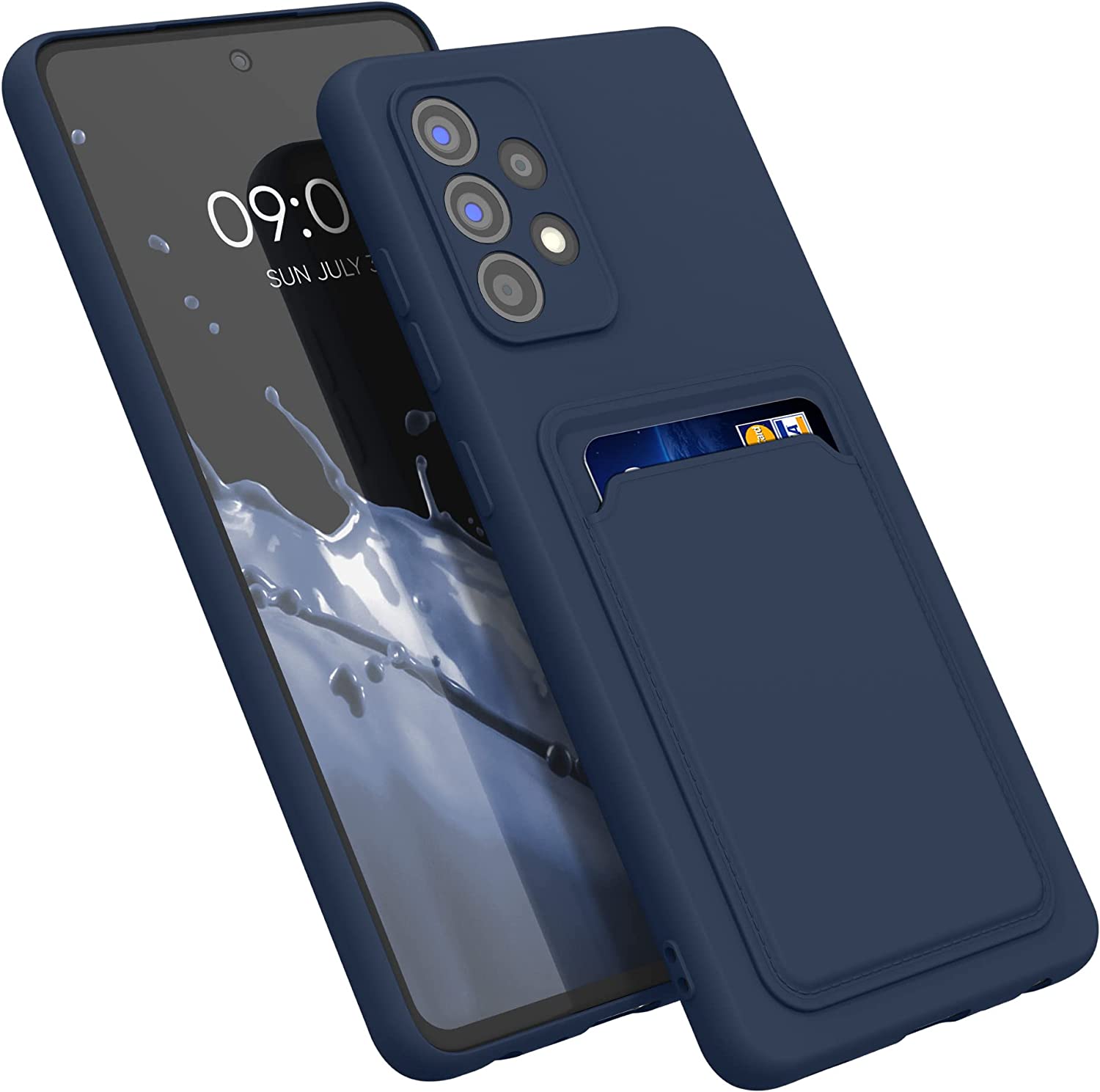 KW Samsung Galaxy A52 / A52 5G / A52s 5G Θήκη Σιλικόνης TPU με Υποδοχή για Κάρτα - Dark Blue - 55083.17