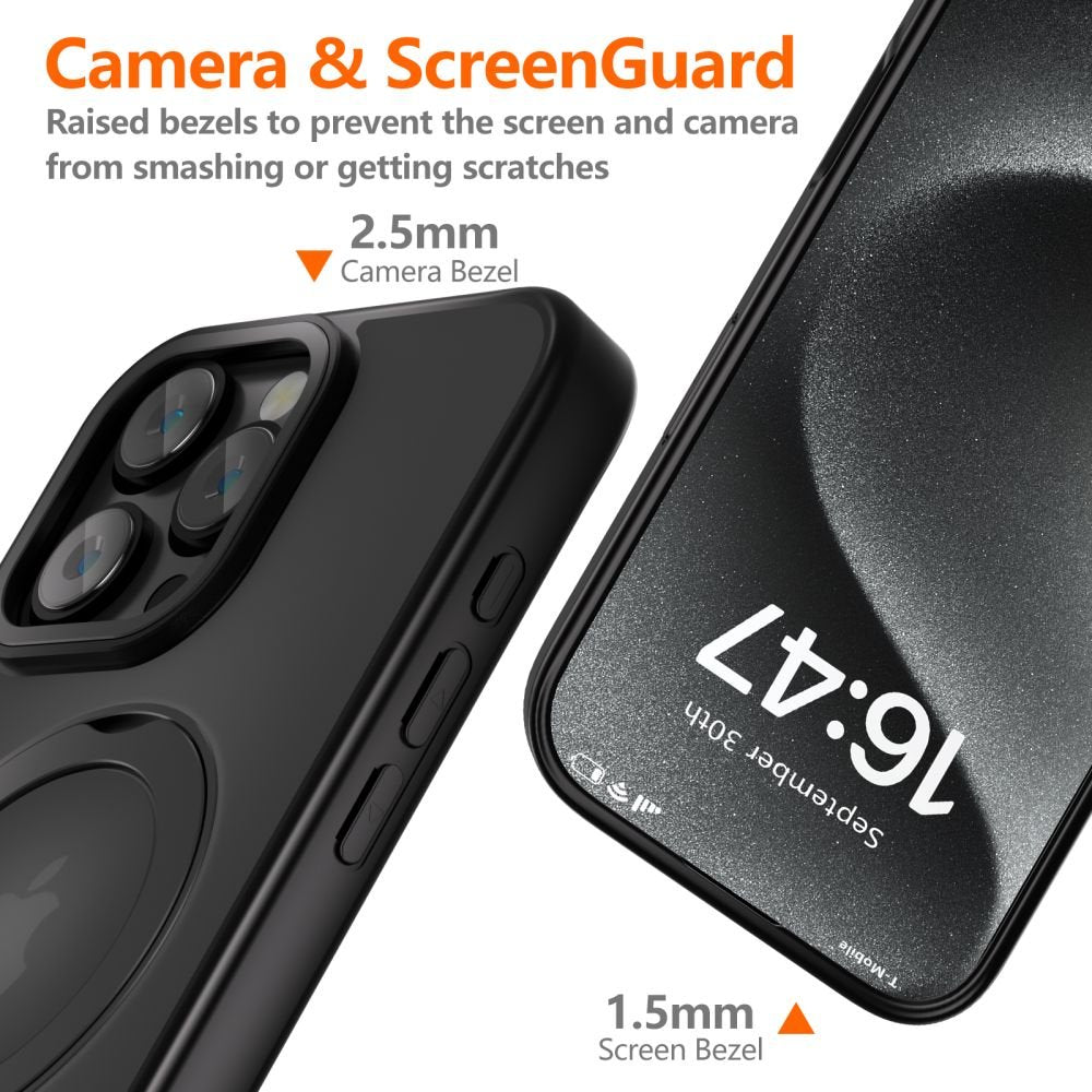 Tech - Protect iPhone 16 Pro Max MagRing - Σκληρή MagSafe Θήκη με Περιστρεφόμενο Δαχτυλίδι Συγκράτησης / Stand - Matte Black / Ημιδιάφανη