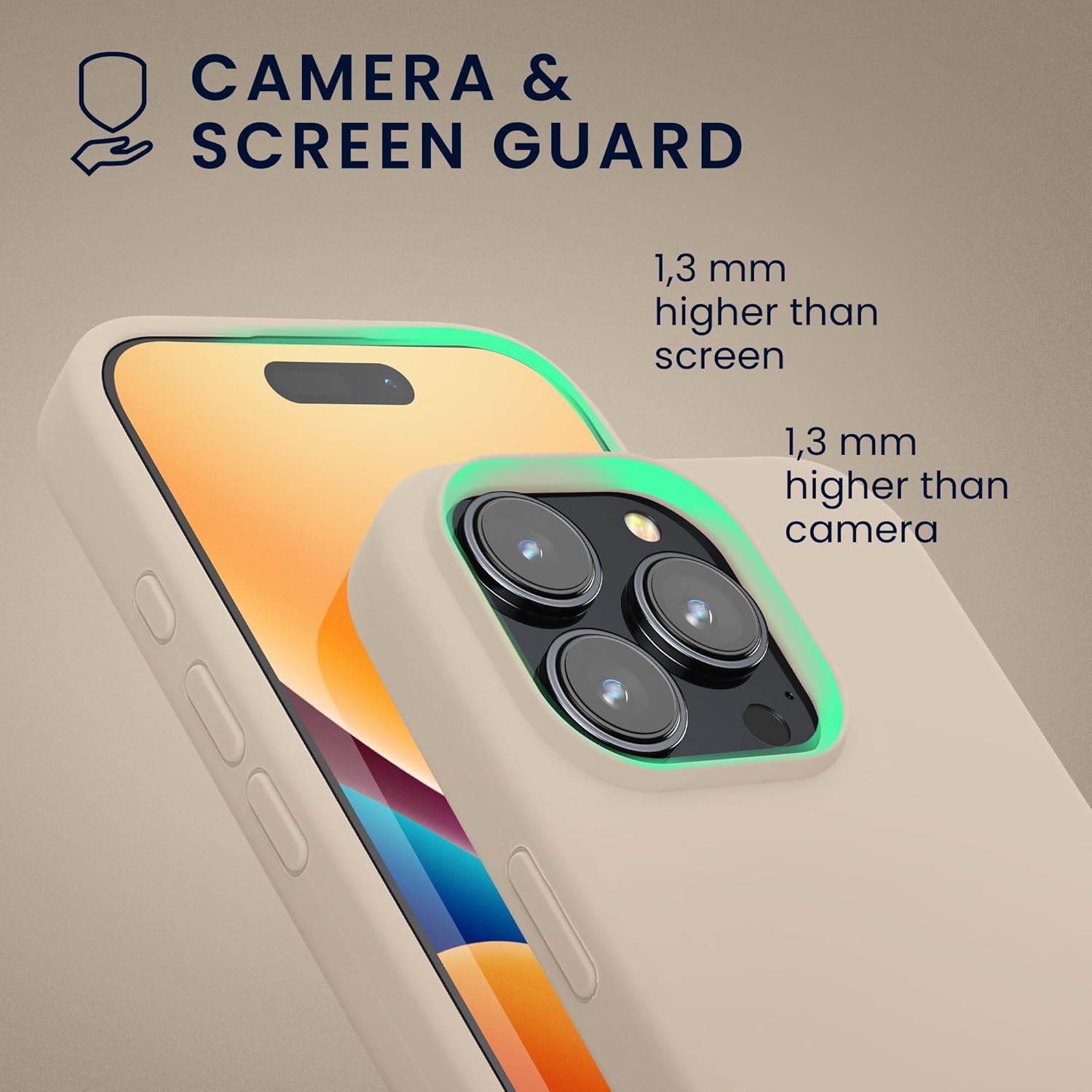 KW iPhone 16 Pro Max Θήκη Σιλικόνης Rubberized TPU - Cream