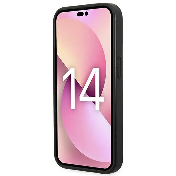 Karl Lagerfeld iPhone 14 Pro Max - Saffiano Karl's Head Patch Σκληρή Θήκη με Επένδυση Συνθετικού Δέρματος και Πλαίσιο Σιλικόνης - Black - KLHCP14XSAPKHK