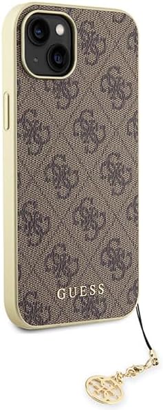 Guess iPhone 15 Plus - 4G Charms Collection Θήκη με Επένδυση Συνθετικού Δέρματος - Brown - GUHCP15MGF4GBR