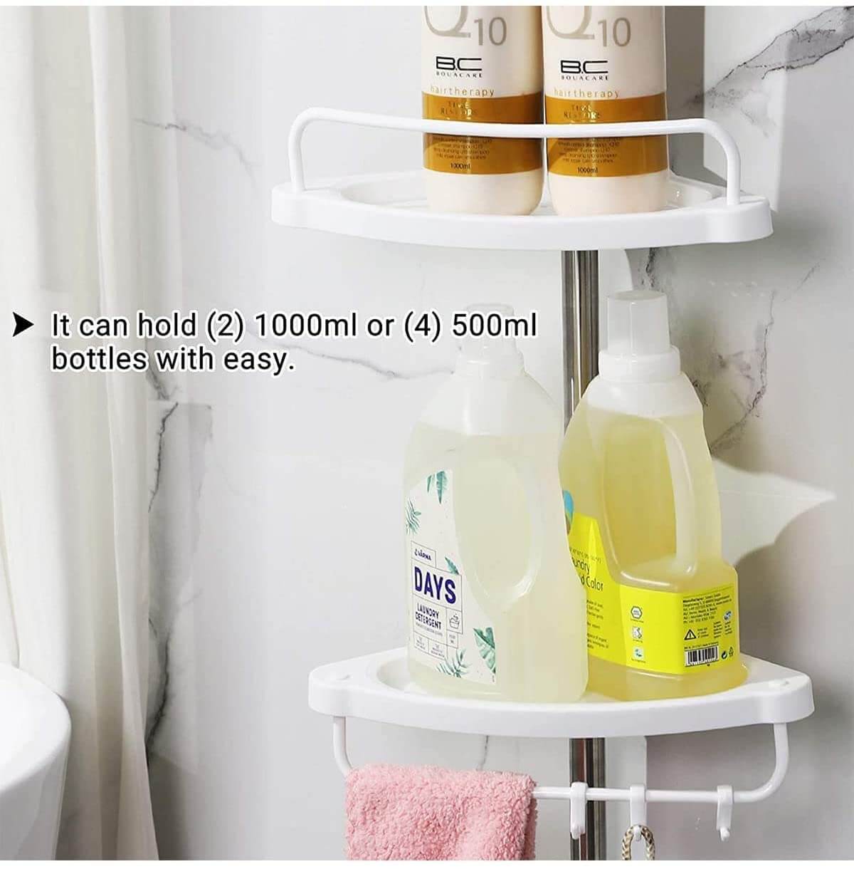 Songmics Γωνιακή Πλαστική Ραφιέρα Ντουζιέρας με Μεταλλικό Σκελετό - White / Silver - BCB02SW