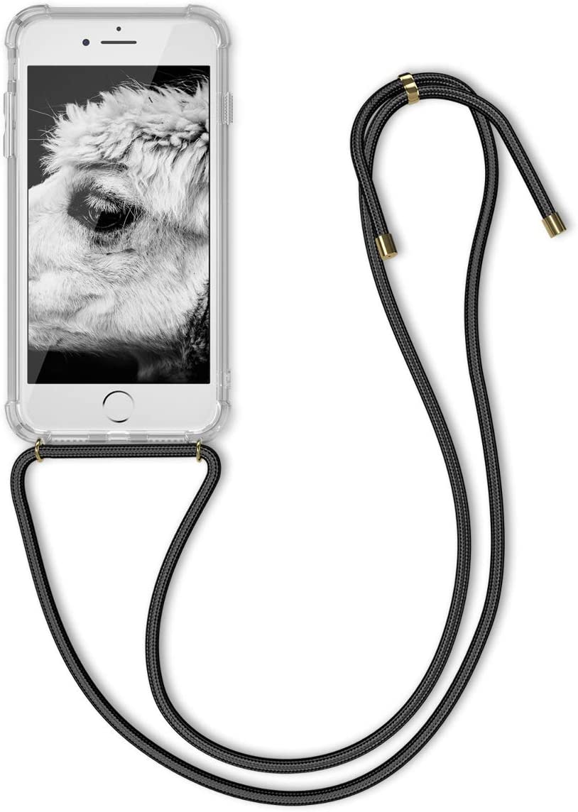 KW iPhone SE 2022 / SE 2020 / 7 / 8 Θήκη Σιλικόνης TPU με Λουράκι - Διάφανη / Black - 47247.03