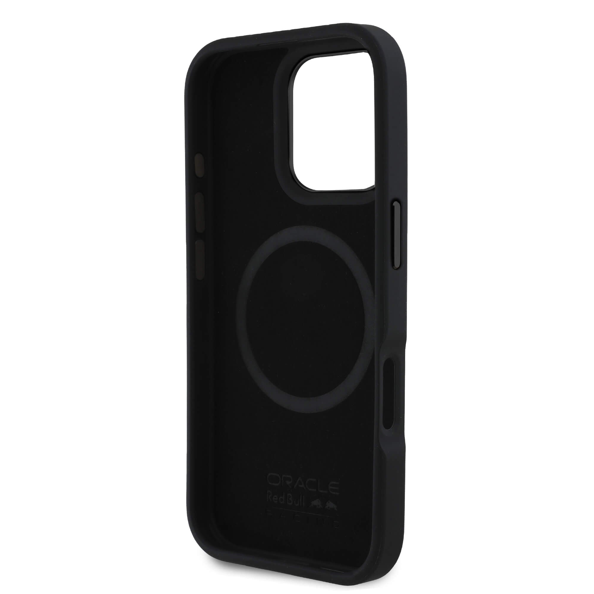 Red Bull iPhone 16 Pro - Leather Red Ring - MagSafe Σκληρή Θήκη με Επένδυση Συνθετικού Δέρματος και Πλαίσιο Σιλικόνης - Navy - RBHMP16L24PUILVR