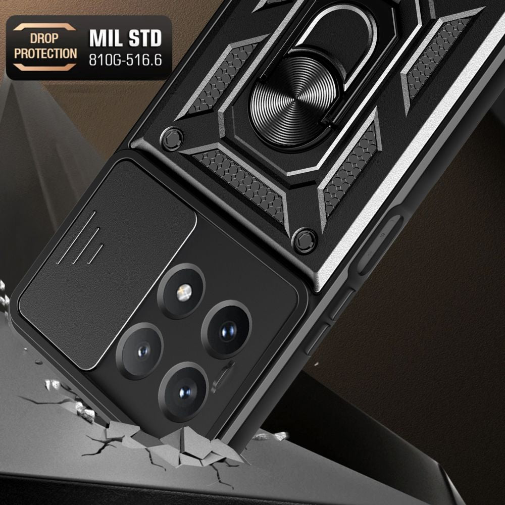 Tech - Protect Xiaomi Poco X6 Pro 5G Camshield Pro Σκληρή Θήκη με Πλαίσιο Σιλικόνης και Δαχτυλίδι Συγκράτησης - Black