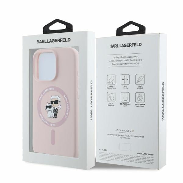 Karl Lagerfeld iPhone 16 Pro Max - Silicone KC Heads Ring MagSafe - Θήκη Σιλικόνης με MagSafe - Pink - KLHMP16XSCMKCRHP