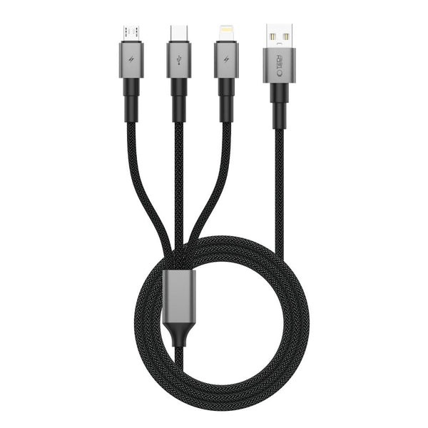 Tech - Protect 3in1 Καλώδιο Δεδομένων και Φόρτισης USB to Lightning / Type - C / Micro USB 3A - UltraBoost DNA - 1,2m - Iron Grey