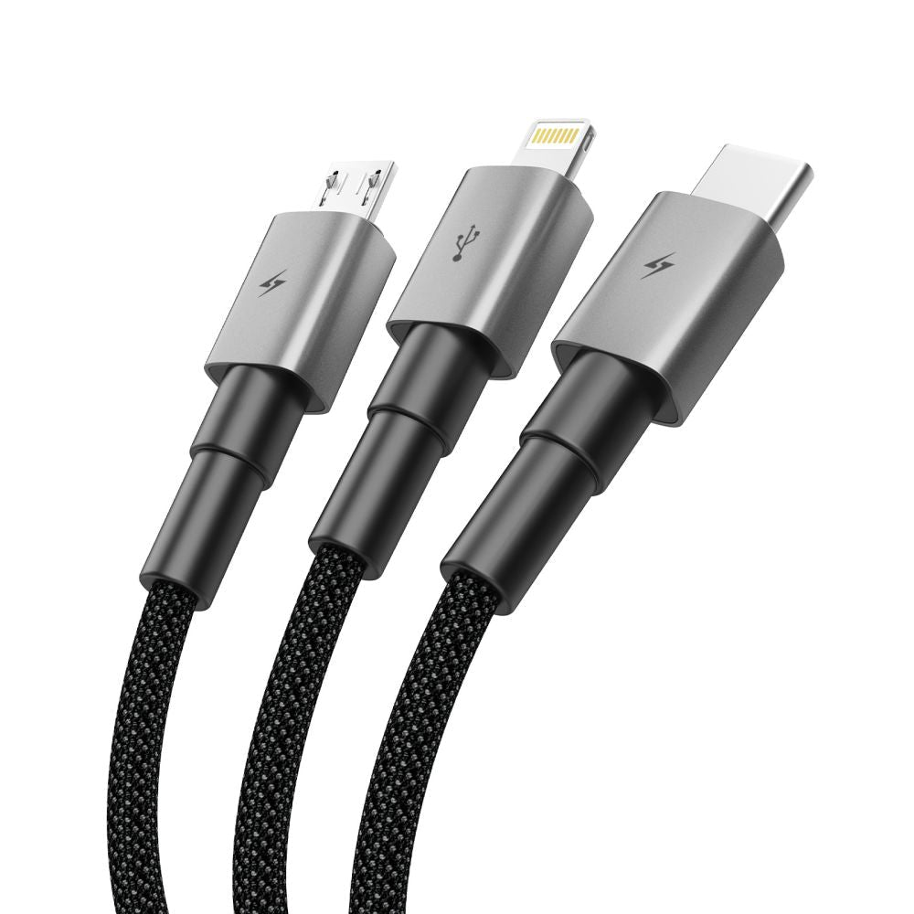 Tech - Protect 3in1 Καλώδιο Δεδομένων και Φόρτισης USB to Lightning / Type - C / Micro USB 3A - UltraBoost DNA - 1,2m - Iron Grey