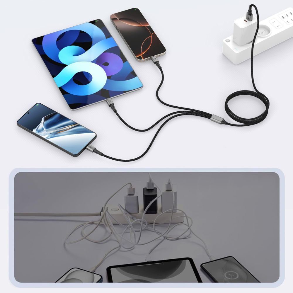 Tech - Protect 3in1 Καλώδιο Δεδομένων και Φόρτισης USB to Lightning / Type - C / Micro USB 3A - UltraBoost DNA - 1,2m - Iron Grey