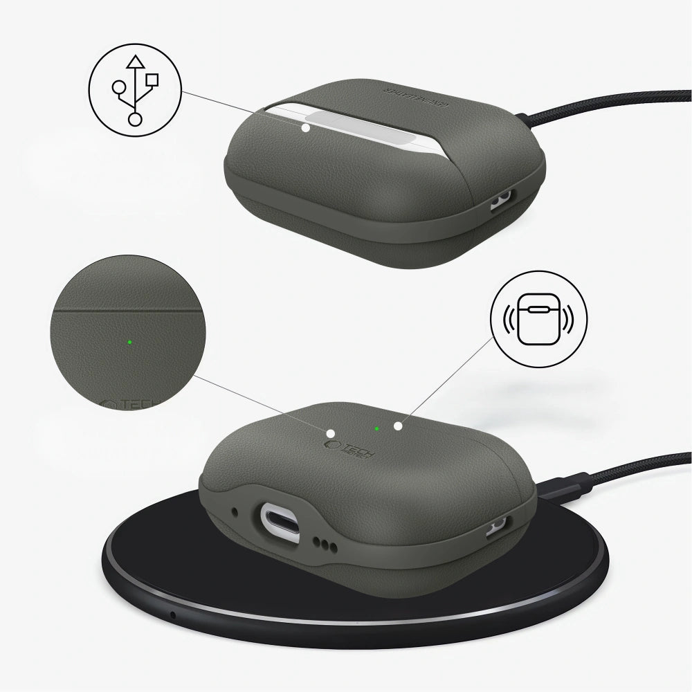 Tech - Protect AirPods Pro 3 - Δερμάτινη Θήκη - NaturalFit - Olive Green