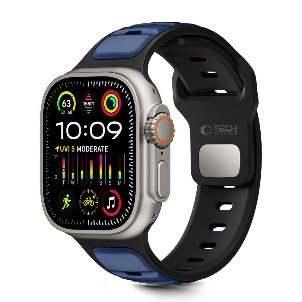 Tech - Protect Λουράκι Apple Watch 8/9/10/11 - SE (1/2/3) - Ultra (1/2/3) – 44/45/46/49mm - IconBand Line - Λαστιχένιο - Black / Navy