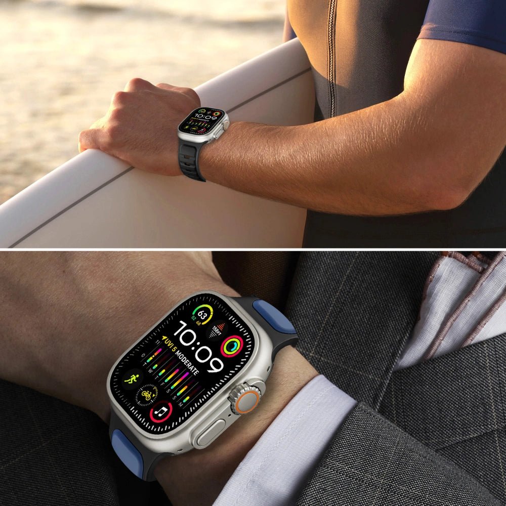 Tech - Protect Λουράκι Apple Watch 8/9/10/11 - SE (1/2/3) - Ultra (1/2/3) – 44/45/46/49mm - IconBand Line - Λαστιχένιο - Black / Navy