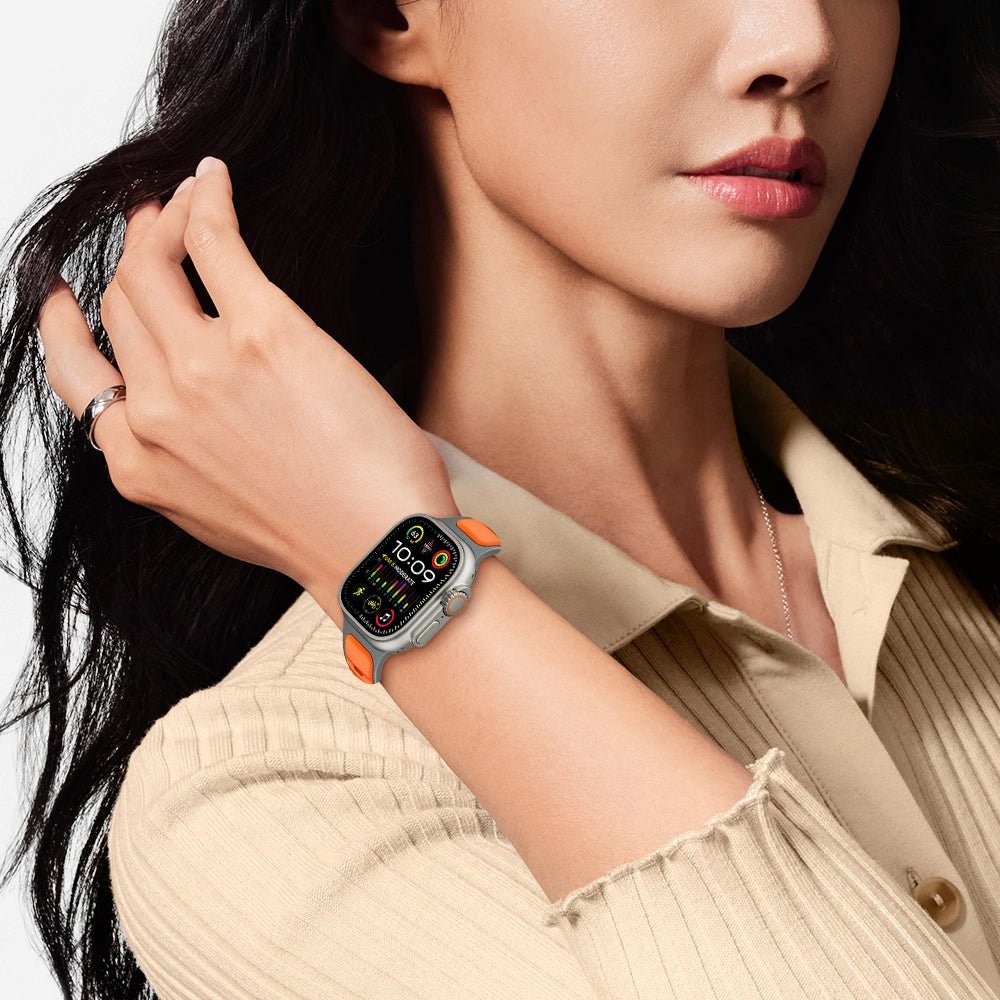 Tech - Protect Λουράκι Apple Watch 8/9/10/11 - SE (1/2/3) - Ultra (1/2/3) – 44/45/46/49mm - IconBand Line - Λαστιχένιο - Grey / Orange
