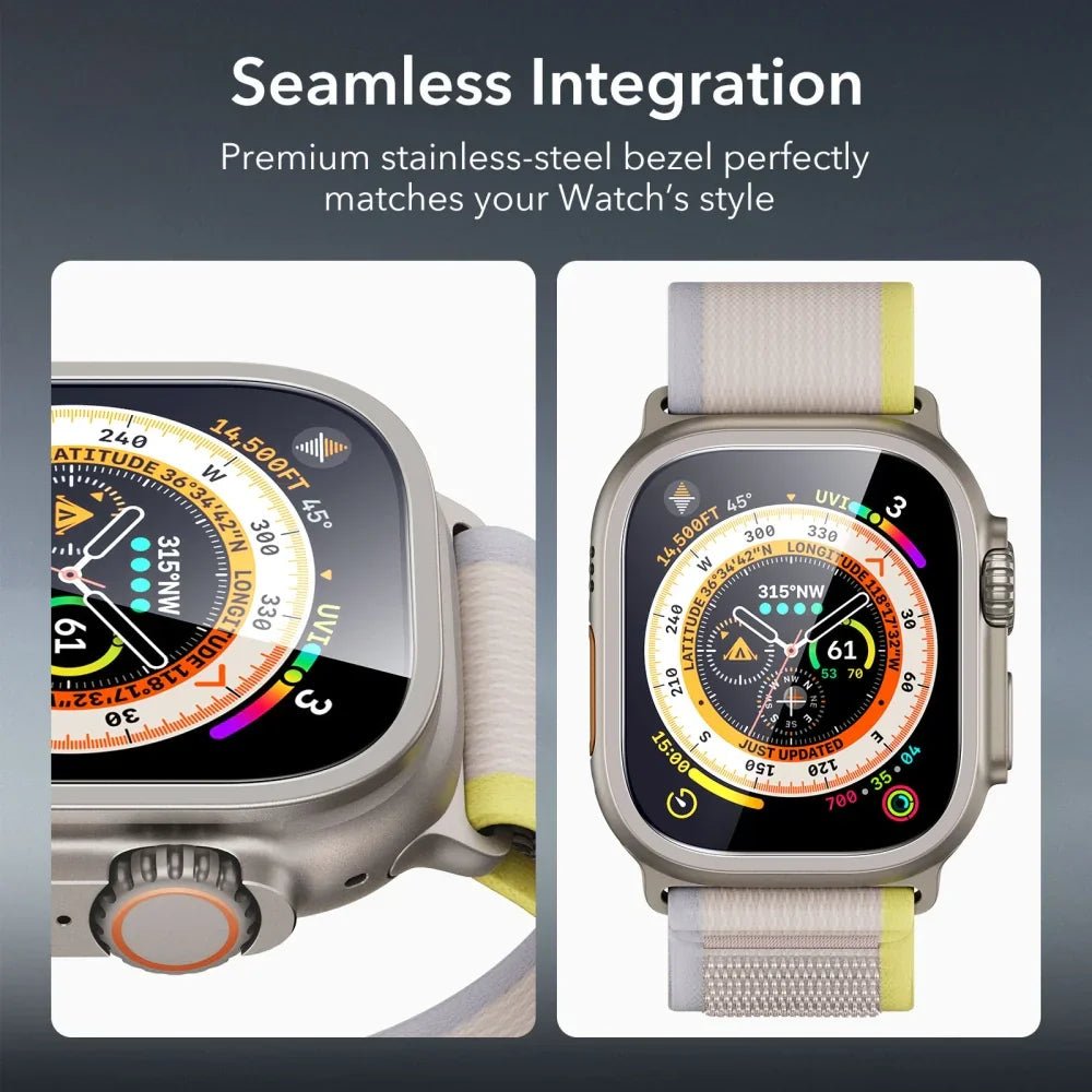 Tech - Protect Προστασία Οθόνης Apple Watch Ultra (1/2/3) - 49mm - Armorite - 9H Αντιχαρακτικό Γυαλί Οθόνης με Πλαίσιο Αλουμινίου - 2 Τεμάχια - Titanium