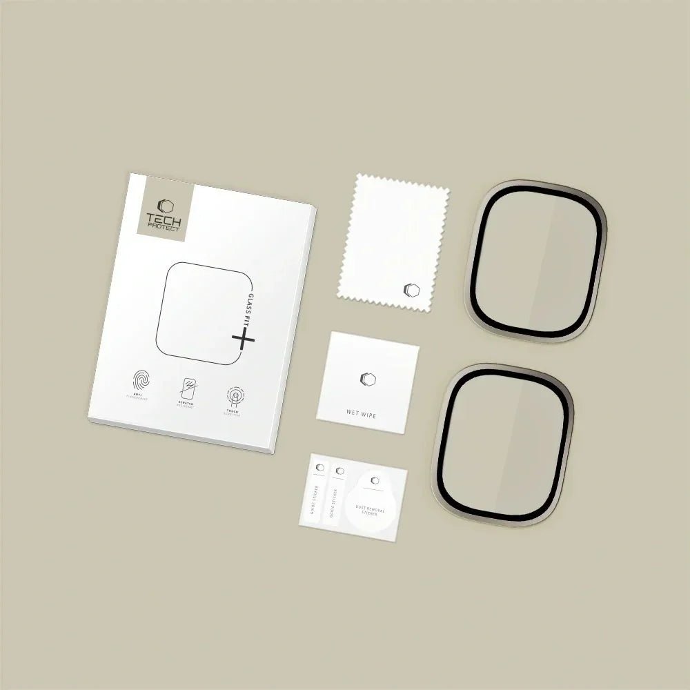 Tech - Protect Προστασία Οθόνης Apple Watch Ultra (1/2/3) - 49mm - Glass Ring - 9H Αντιχαρακτικό Γυαλί Οθόνης με Μεταλλικό Πλαίσιο - 2 Τεμάχια - Titanium