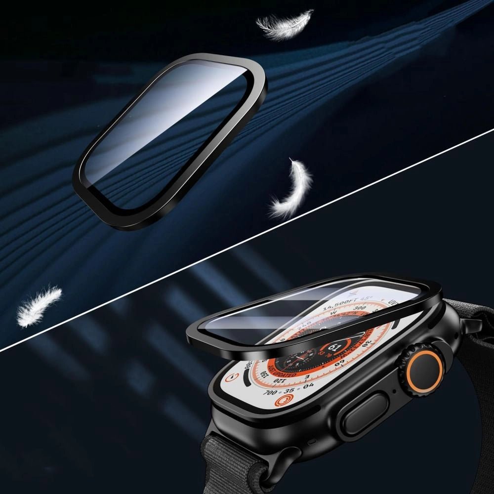 Tech - Protect Προστασία Οθόνης Apple Watch Ultra (1/2/3) - 49mm - Glass Ring - 9H Αντιχαρακτικό Γυαλί Οθόνης με Μεταλλικό Πλαίσιο - 2 Τεμάχια - Black