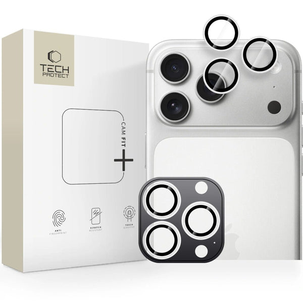 Tech - Protect iPhone 14 Pro / 14 Pro Max / 15 Pro / 15 Pro Max / 16 Pro / 16 Pro Max / 17 Pro / 17 Pro Max - Camring Fit+ - Αντιχαρακτικό Γυαλί για την Κάμερα - Silver