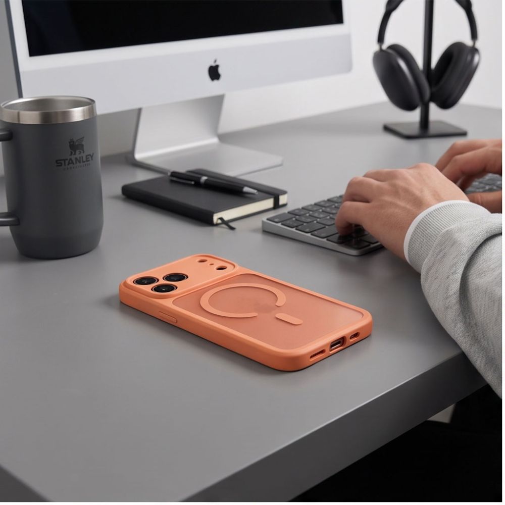 Tech-Protect iPhone 17 Pro / 18 Pro - Σκληρή Θήκη με Πλαίσιο Σιλικόνης και MagSafe - BasicMag - Matte Cosmic Orange