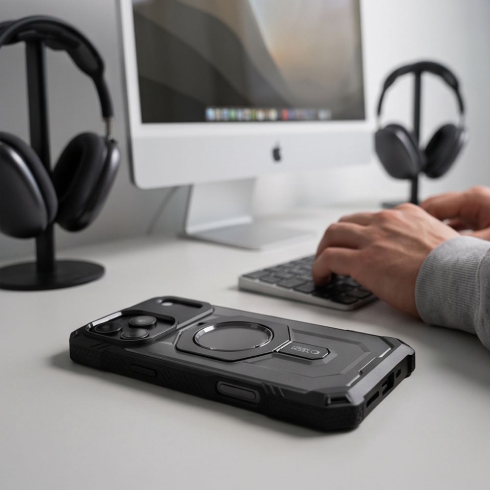 Tech-Protect iPhone 17 Pro / iPhone 18 Pro - Σκληρή Θήκη με Δαχτυλίδι Συγκράτησης / Stand - MagForce MagSafe - Matte Black