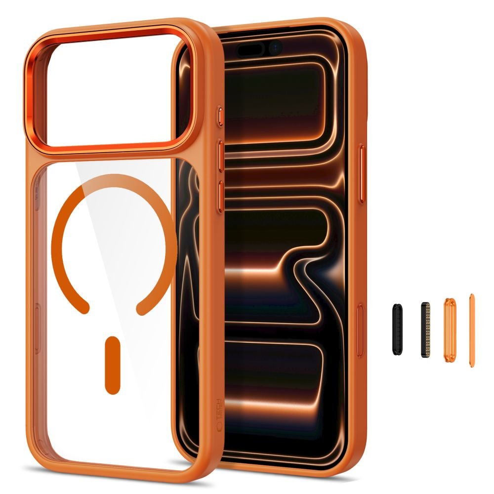 Tech-Protect iPhone 17 Pro / iPhone 18 Pro - Σκληρή Θήκη με Πλαίσιο Σιλικόνης - MagMat MagSafe CC - Cosmic Orange / Clear