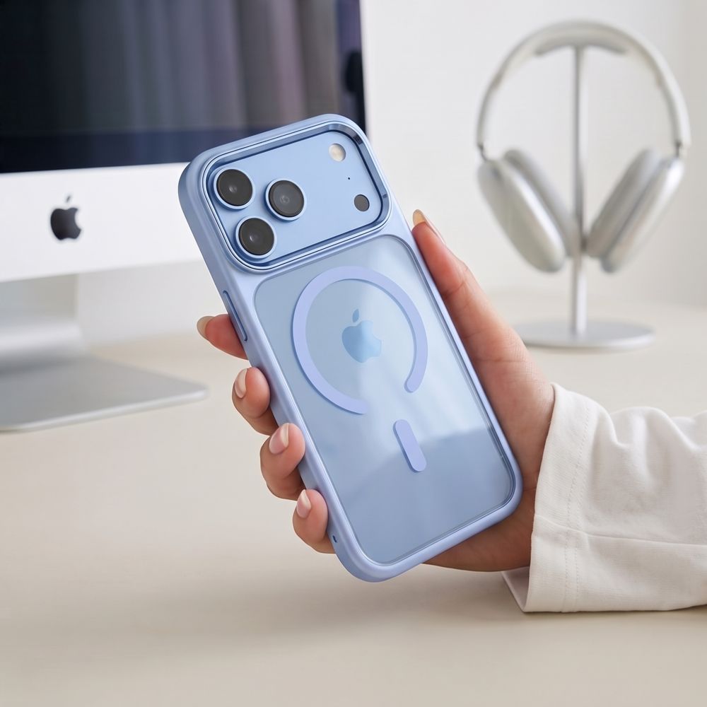 Tech-Protect iPhone 17 Pro / iPhone 18 Pro - Σκληρή Θήκη με Πλαίσιο Σιλικόνης - MagMat MagSafe CC - Light Blue / Clear
