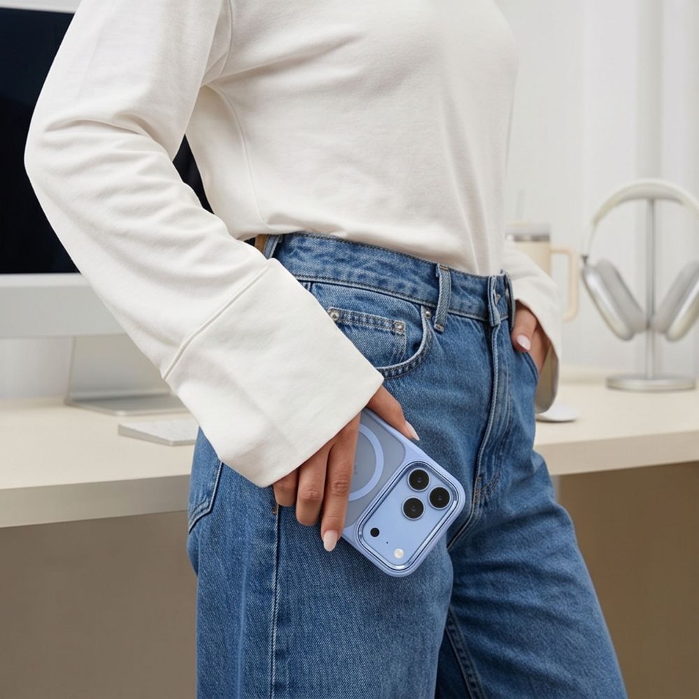 Tech-Protect iPhone 17 Pro / iPhone 18 Pro - Σκληρή Θήκη με Πλαίσιο Σιλικόνης - MagMat MagSafe CC - Light Blue / Clear