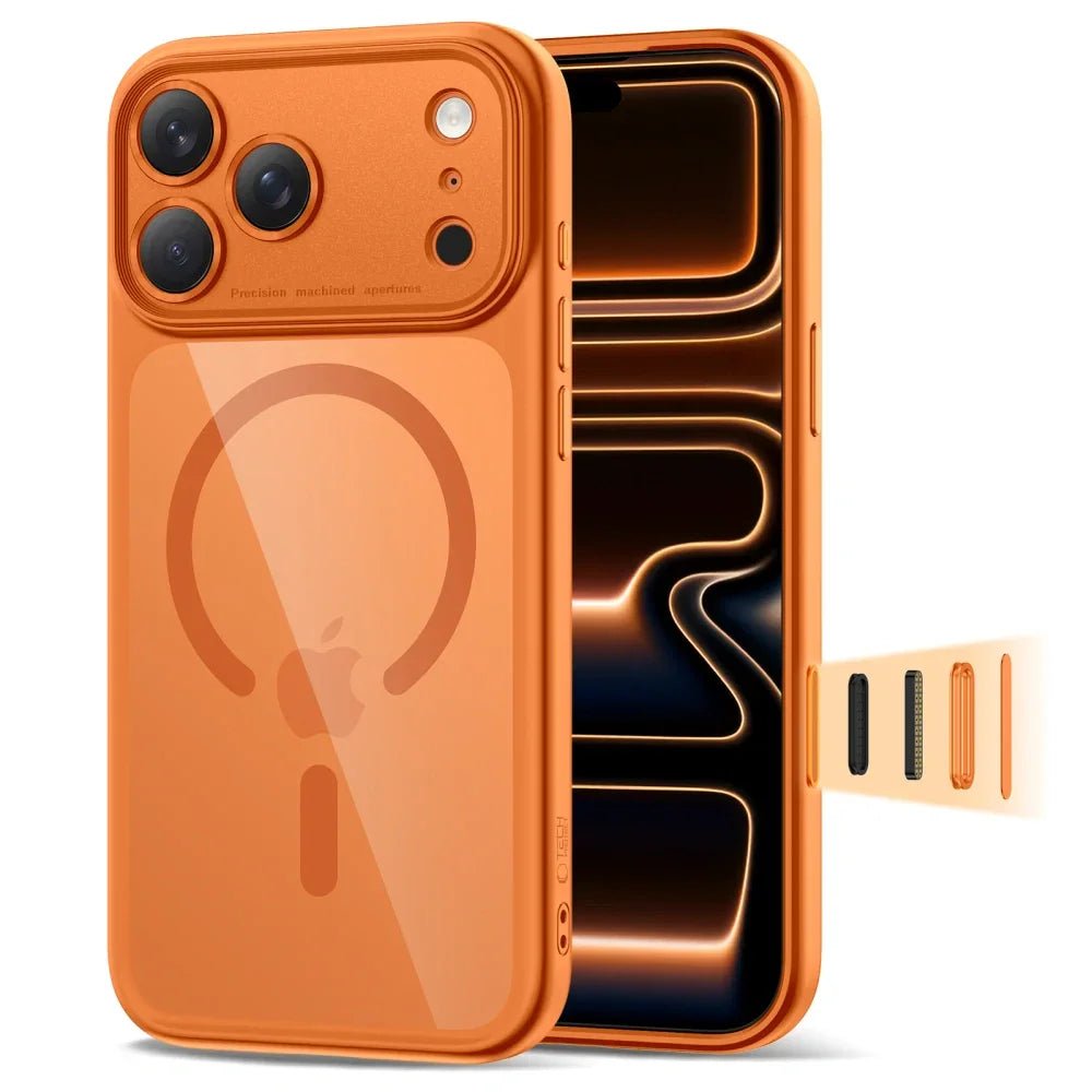 Tech - Protect iPhone 17 Pro - MagPeak MagSafe CC - Σκληρή Θήκη με Πλαίσιο Σιλικόνης - Cosmic Orange / Clear