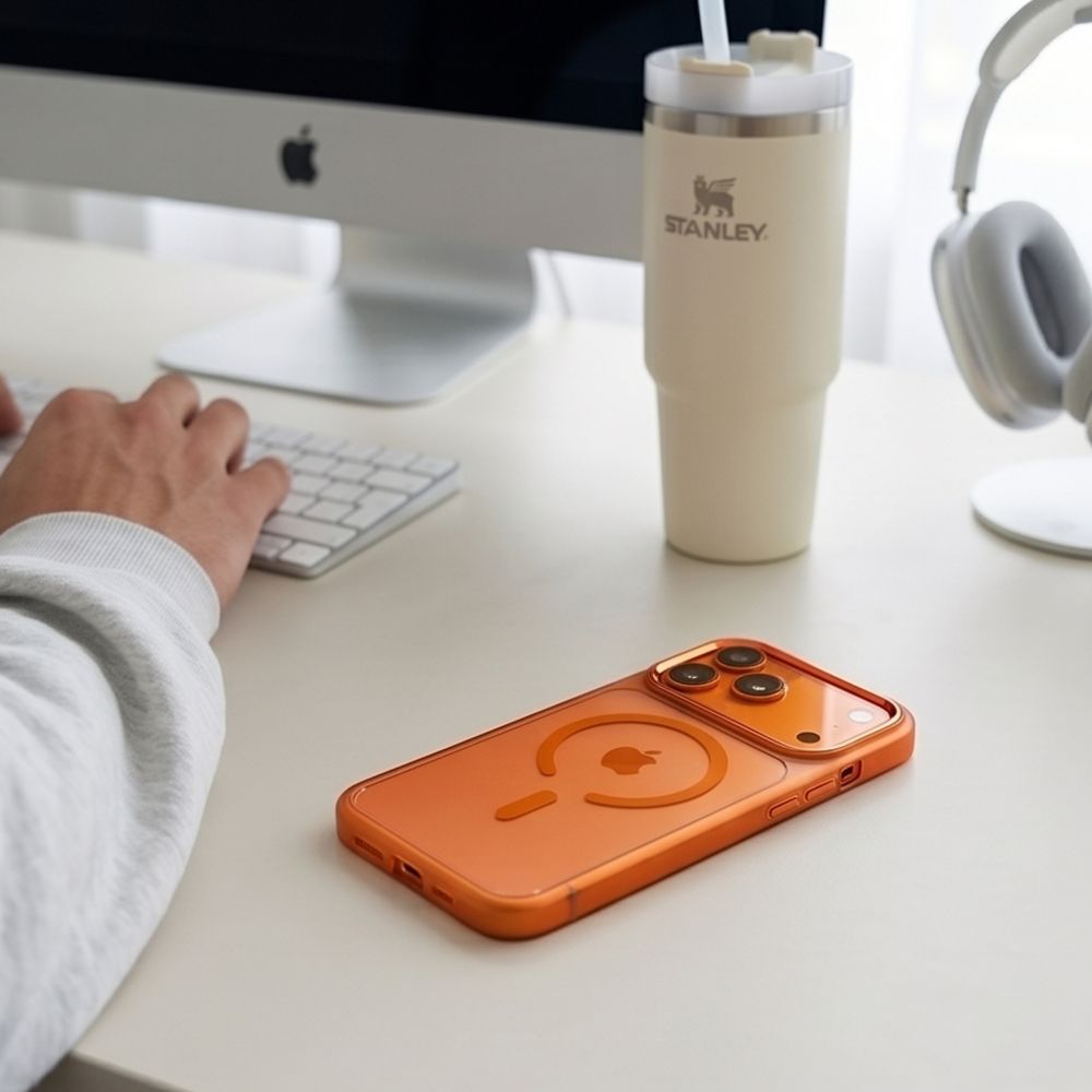Tech-Protect iPhone 17 Pro Max / iPhone 18 Pro Max - Σκληρή Θήκη με Πλαίσιο Σιλικόνης - MagMat MagSafe CC - Cosmic Orange / Clear